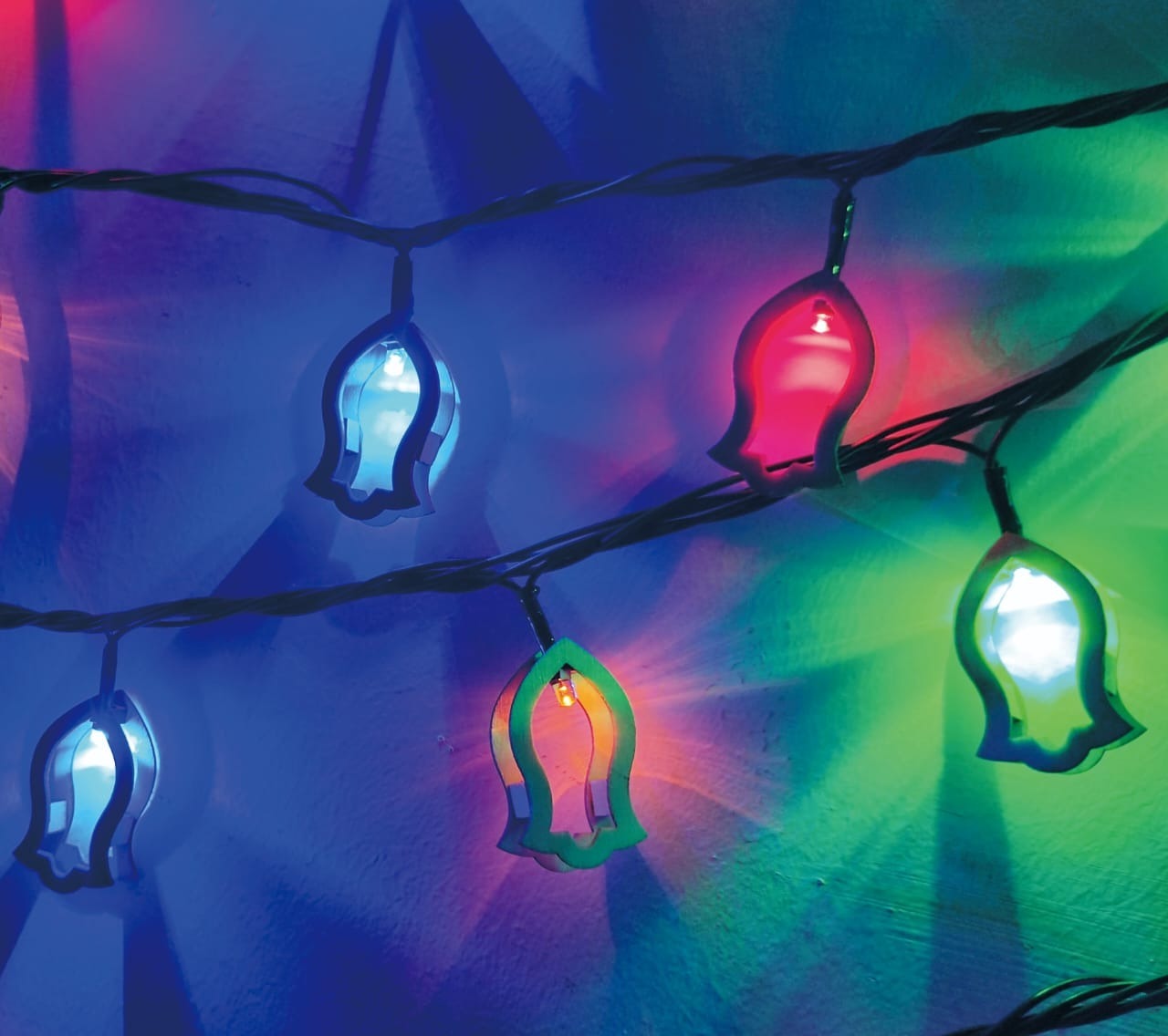 1 Milad Lights Naliyan Design 48 Multi Colour Led Bulbs on 5m Cable 